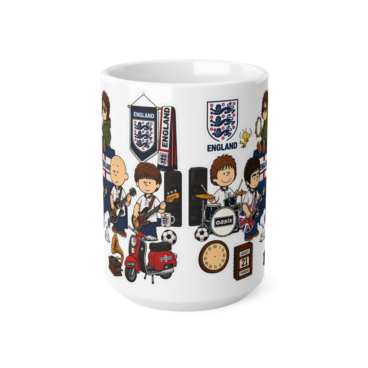 England Britpop Band Cartoon Coffee Mug — 11oz & 15oz Ceramic