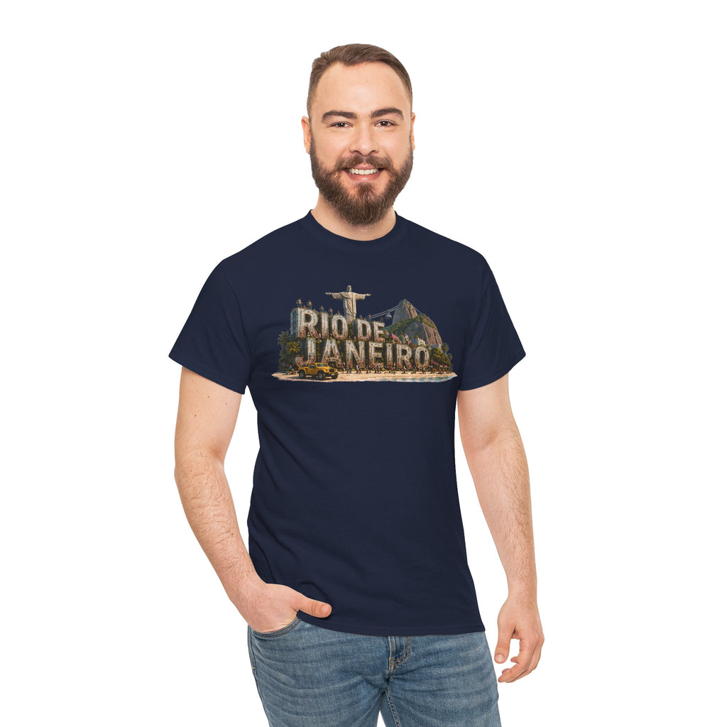 Rio de Janeiro Scenic T‑Shirt — Vintage Travel Tee with Christ the Redeemer Design