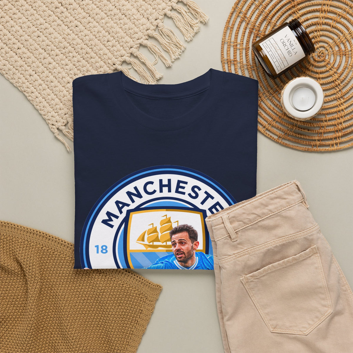 Bernardo SIlva Manchester City legend Cotton T‑Shirt — Blue Crest Football Tee