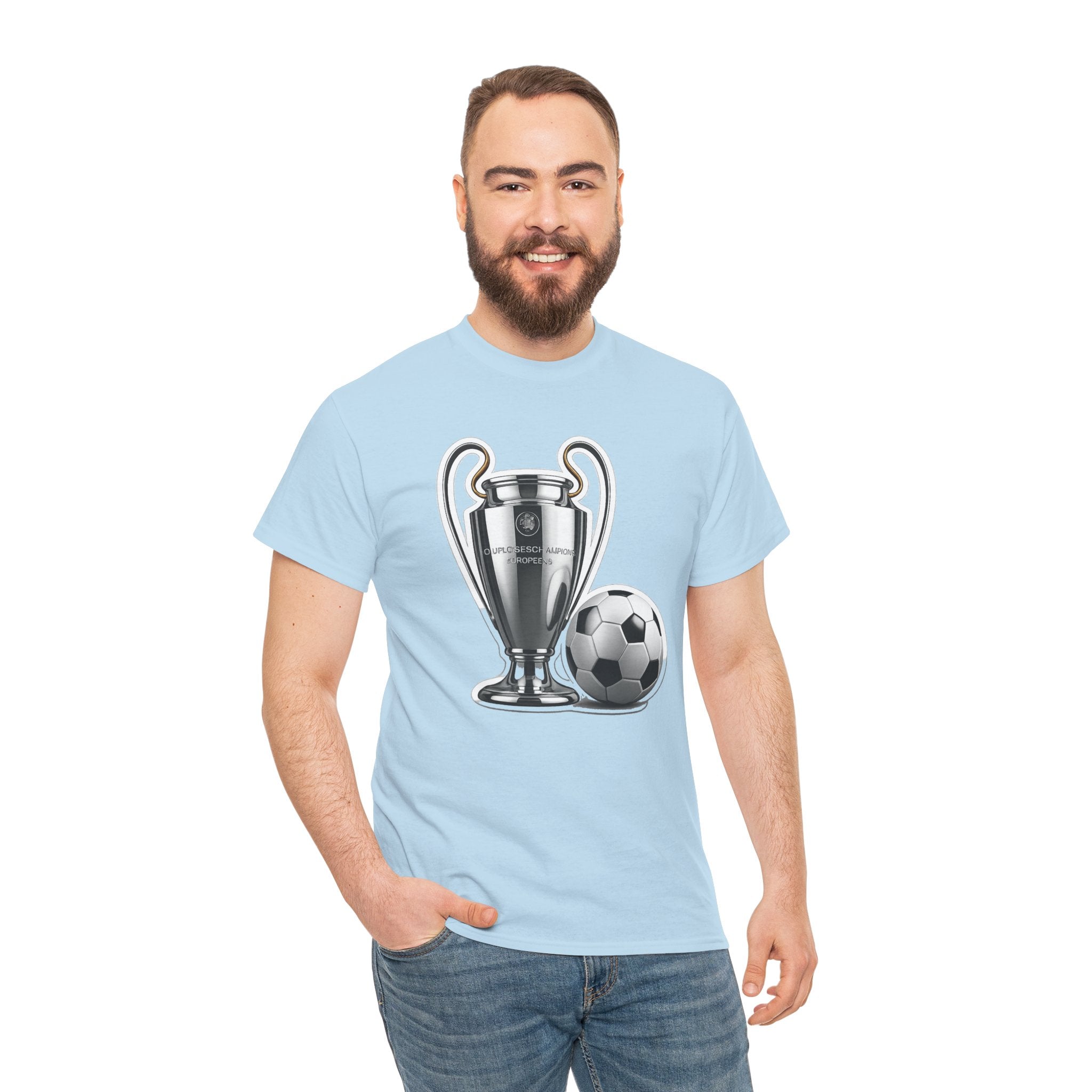 European Cup / Champions League Trophy & Ball Graphic Cotton T-Shirt