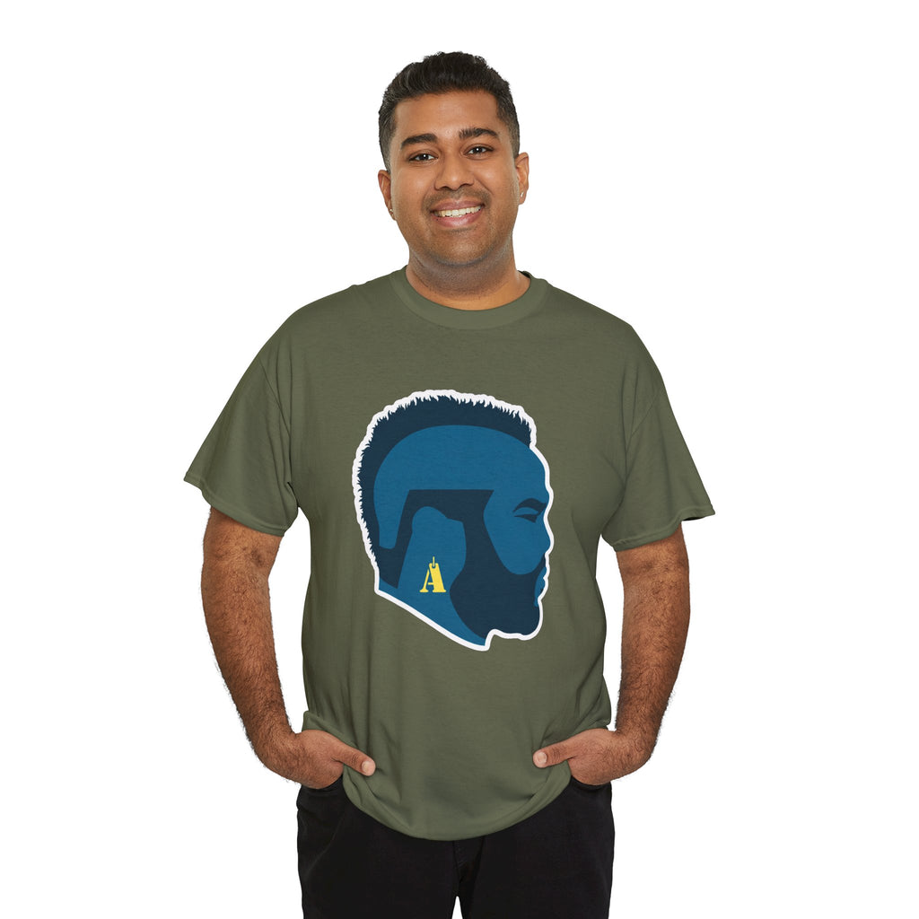 Mr T Profile Silhouette T‑Shirt – Blue Head & Gold Earring Graphic