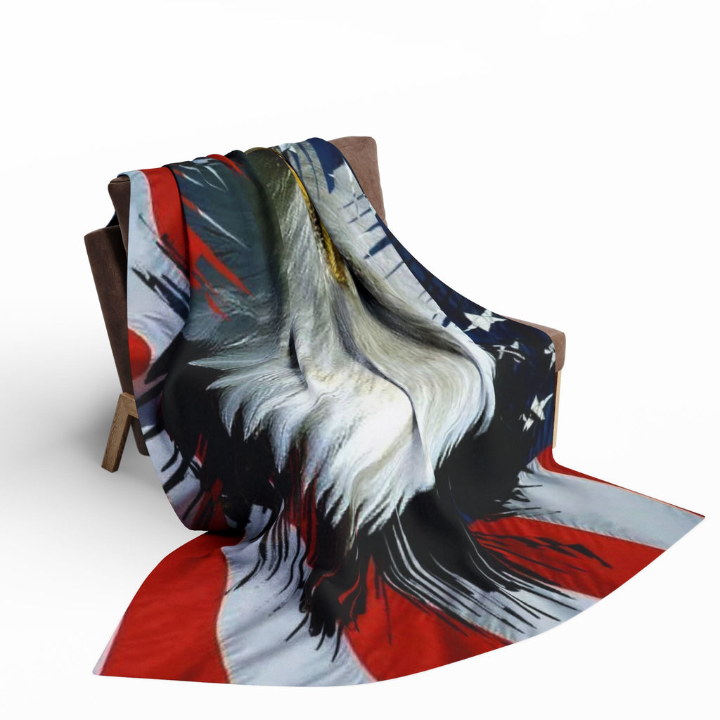 Patriotic Bald Eagle Fleece Blanket — American Flag Throw for 4th of July & Veterans