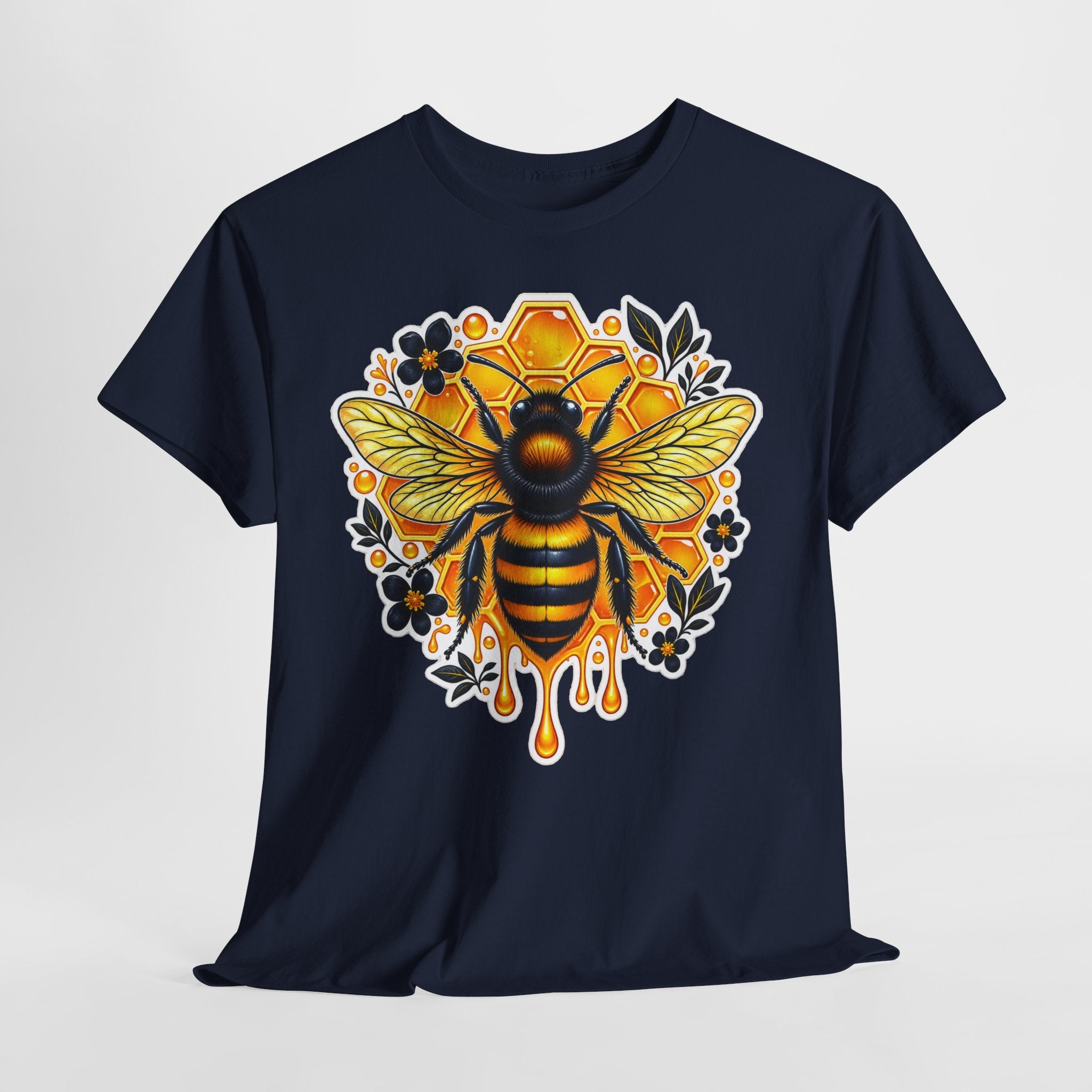 Manchester Bee Honeycomb T‑Shirt — Floral Dripping Honey Graphic Tee