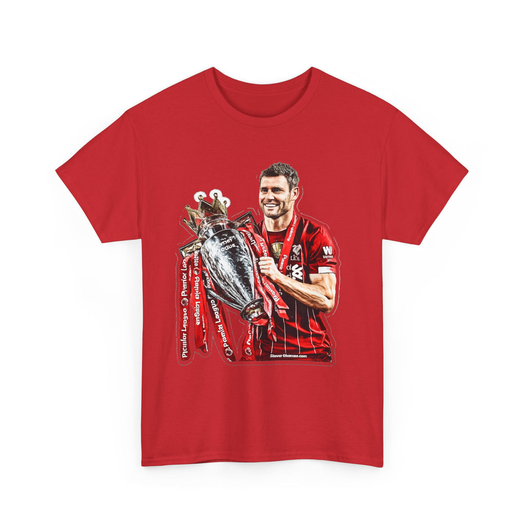 James Milner Liverpool Premier League Champion Trophy T-Shirt — Player Holding Premier Trophy
