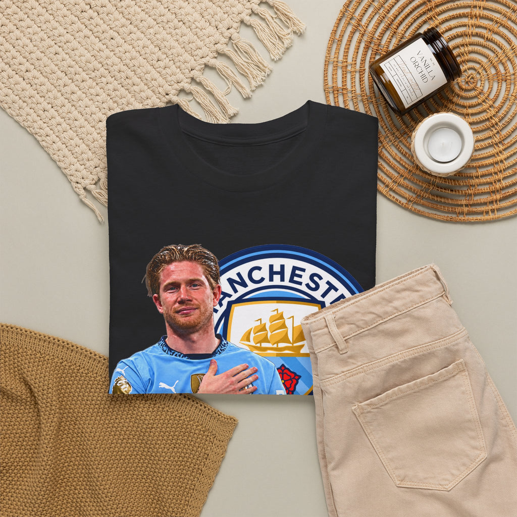 Kevin De Bruyne Manchester City Legend Cotton T-Shirt — Player Tribute Tee (Heart Badge Design)
