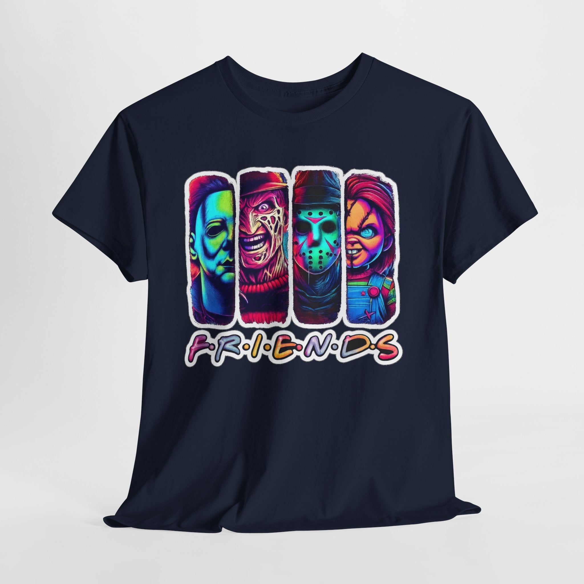 Halloween Horror Icons "Friends" T-Shirt — Neon Retro Slasher Tee