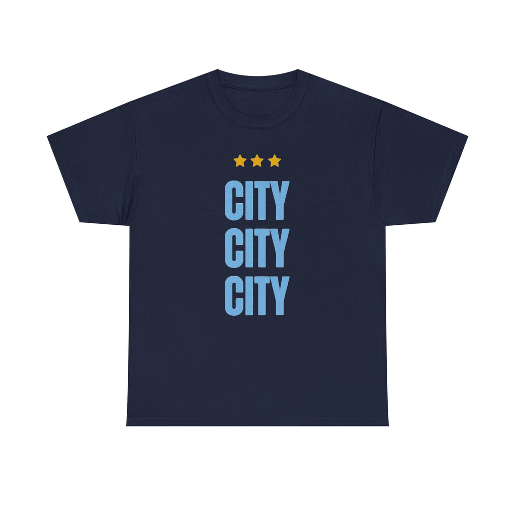 Manchester City City City Tee — Retro Three-Star Premier League Lion Soccer Shirt