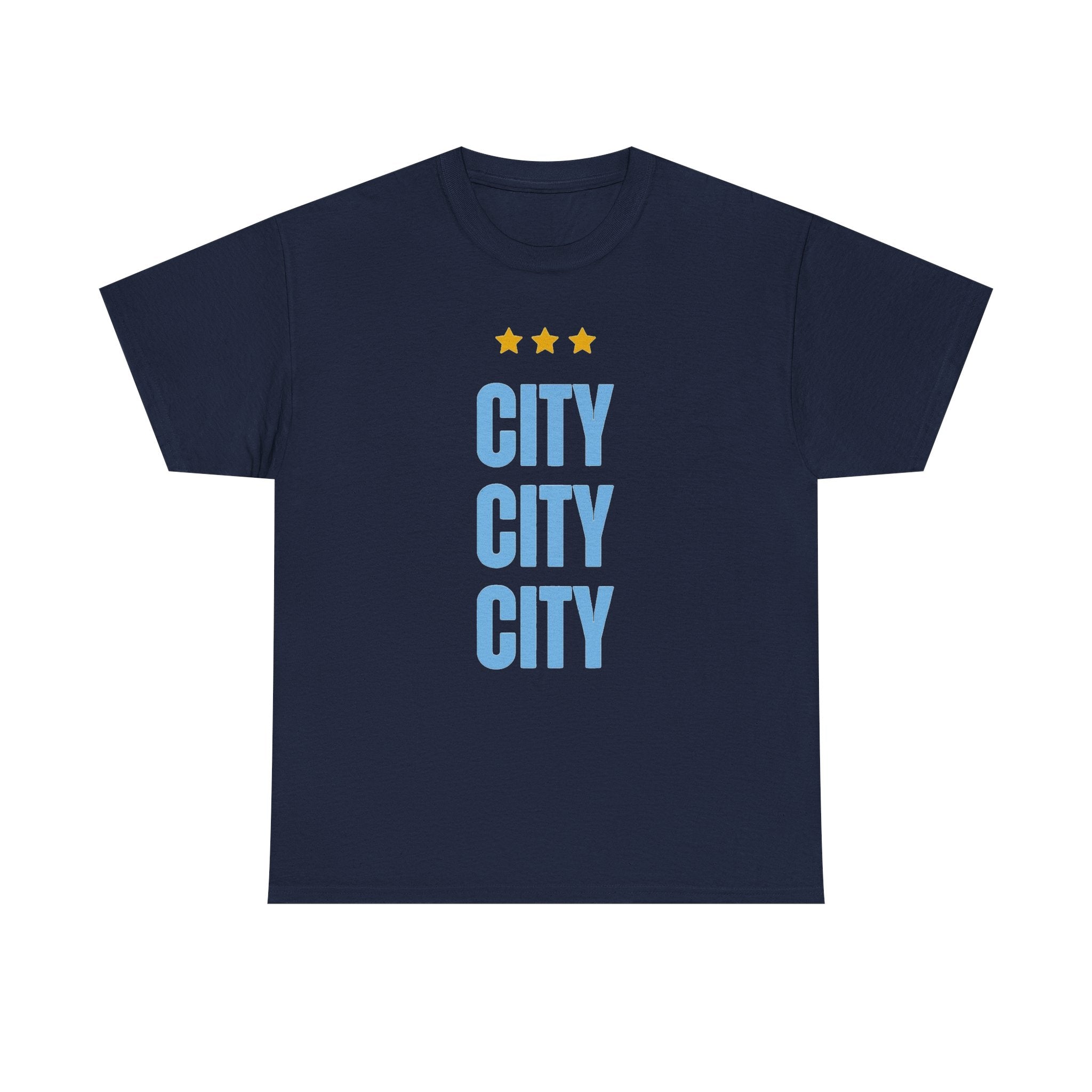 Manchester City City City Tee — Retro Three-Star Premier League Lion Soccer Shirt