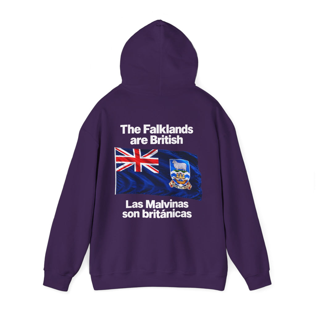 Falklands Are British Hoodie – Bilingual 'Las Malvinas son británicas' Flag Pullover