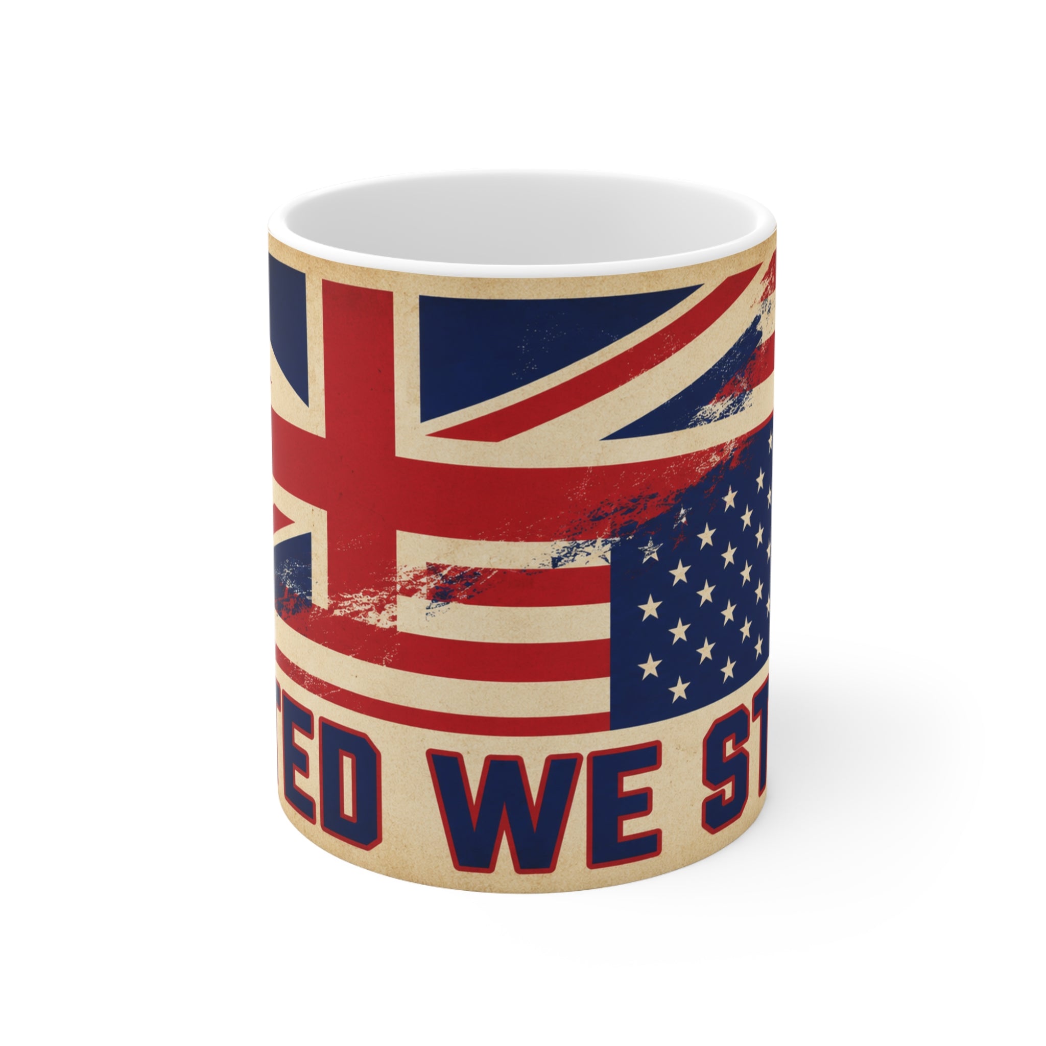 United We Stand Ceramic Coffee Mug — Vintage UK & USA Flag 11oz/15oz