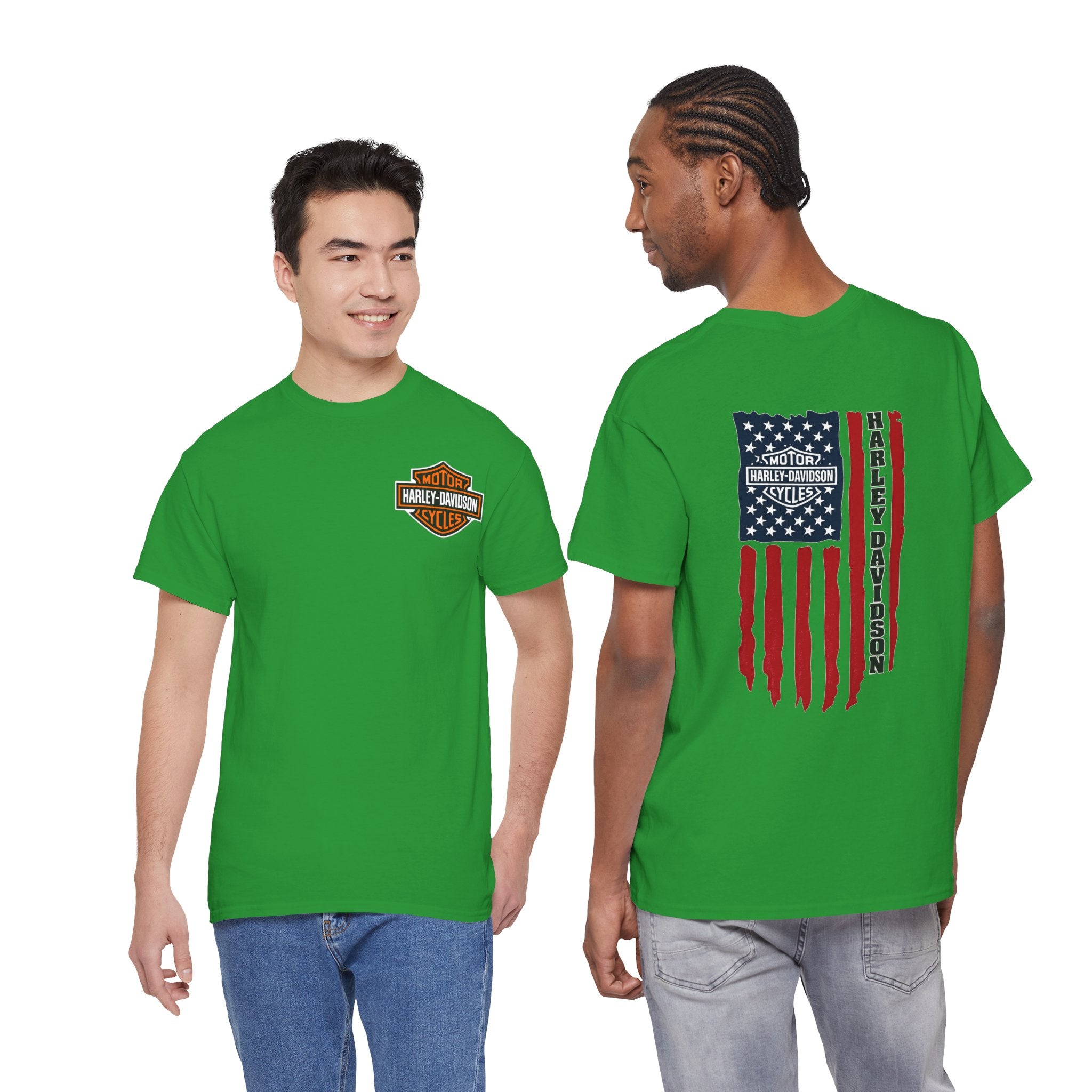 Harley-Style Flag Tee — American Motorcycle Logo T-Shirt