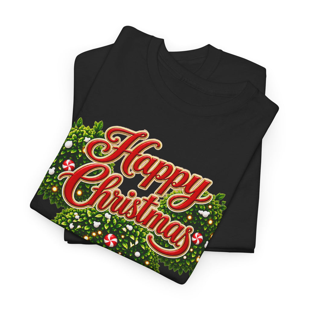 Christmas Wreath Mouse Tee – "Happy Christmas" Holiday Graphic T-Shirt