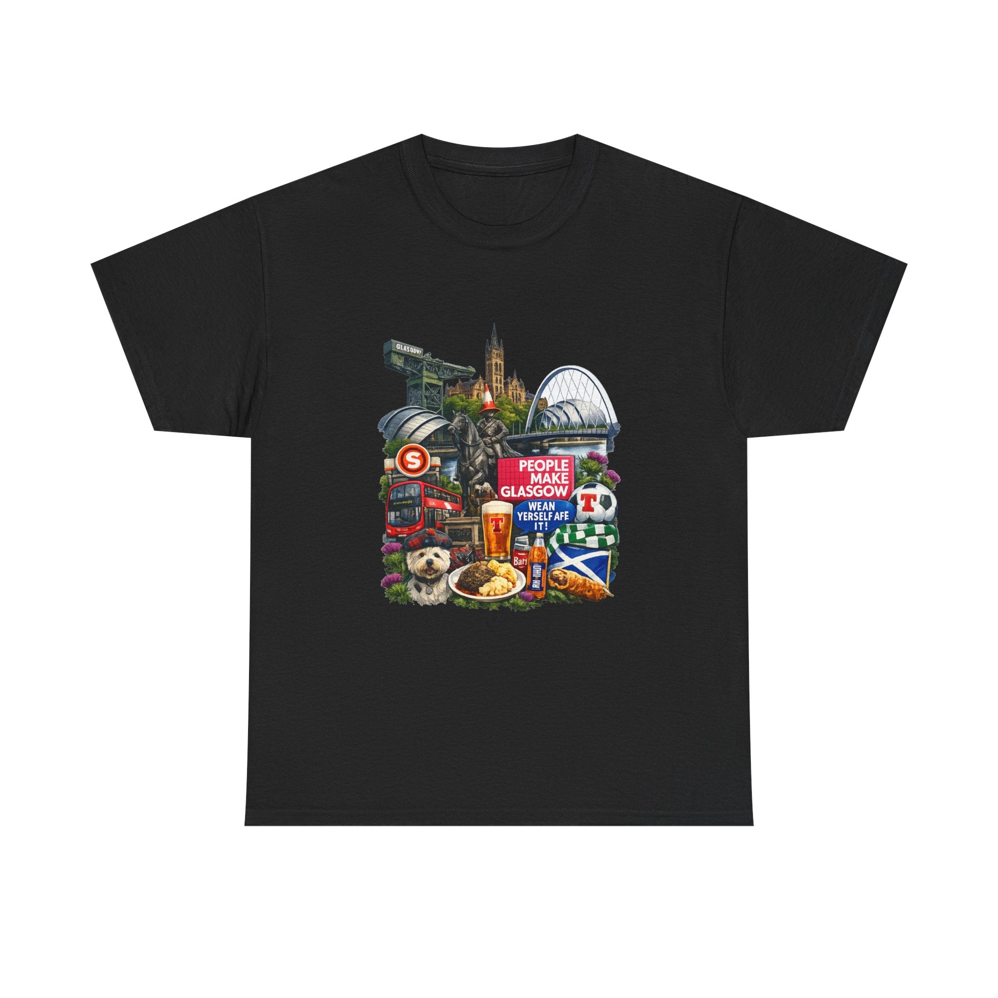 Glasgow Collage T-Shirt — "People Make Glasgow" Scottish City Souvenir Tee