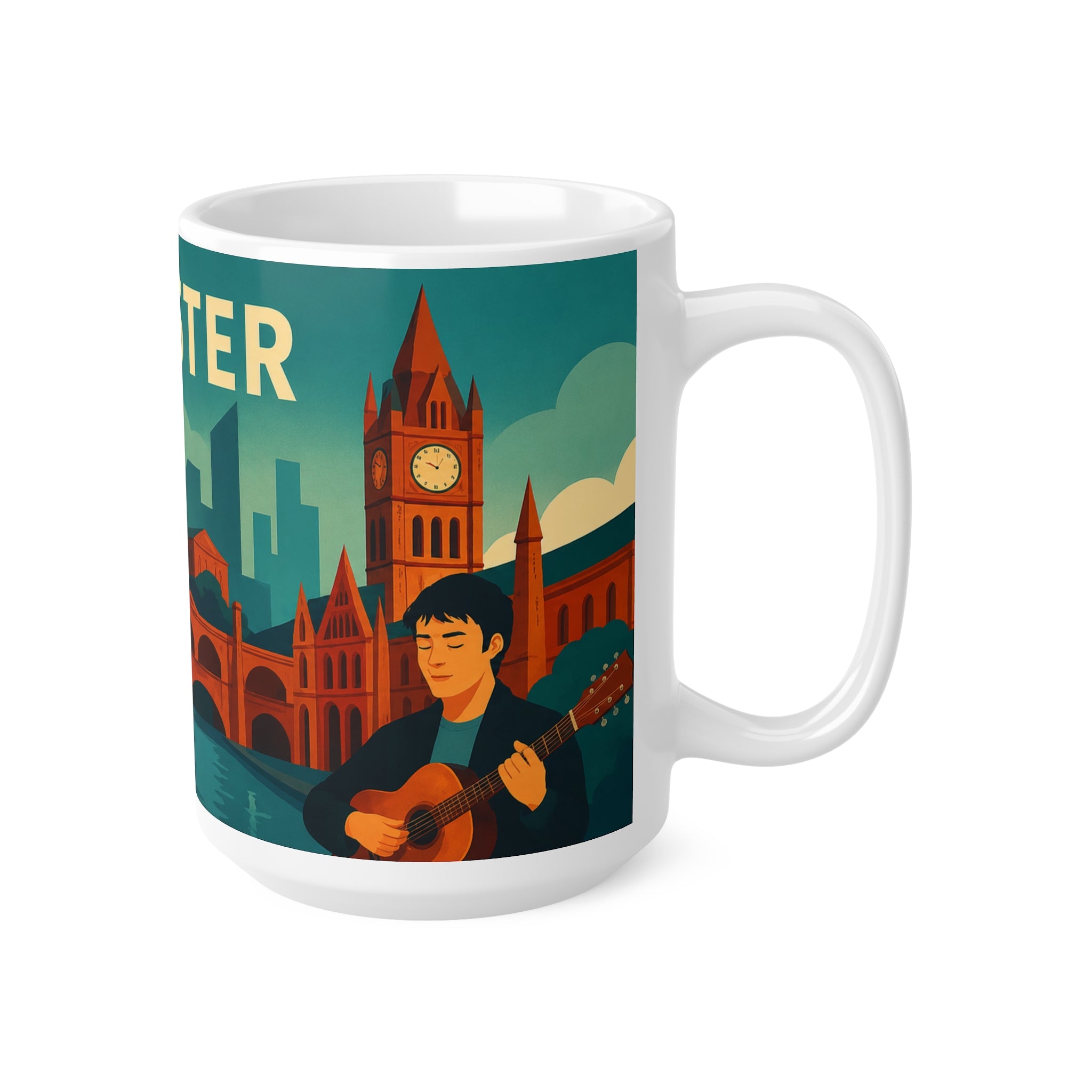 Manchester Vintage Travel Poster Coffee Mug — Bee & Tram 11oz/15oz