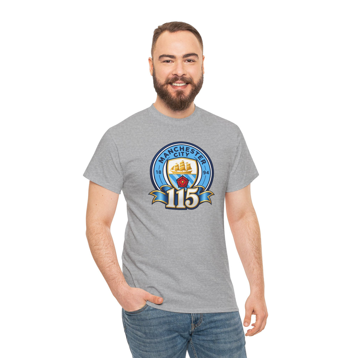 Manchester City 115th Crest Inspired Cotton T-Shirt