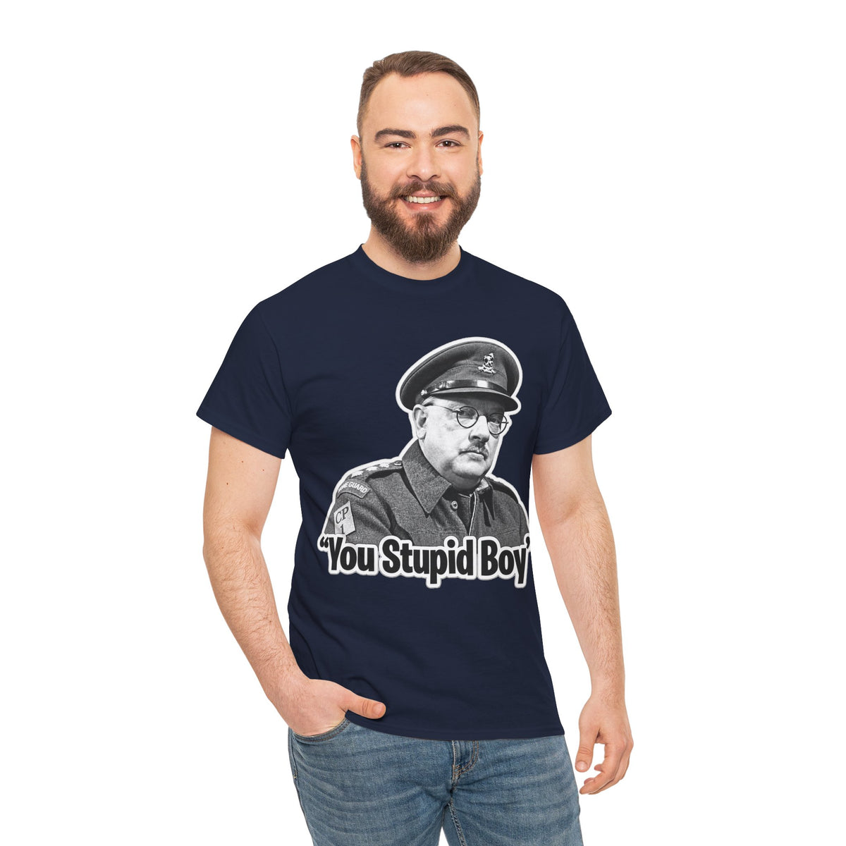Dads Army Inspired You Stupid Boy T-Shirt — Vintage Cop Illustration Funny Graphic Tee