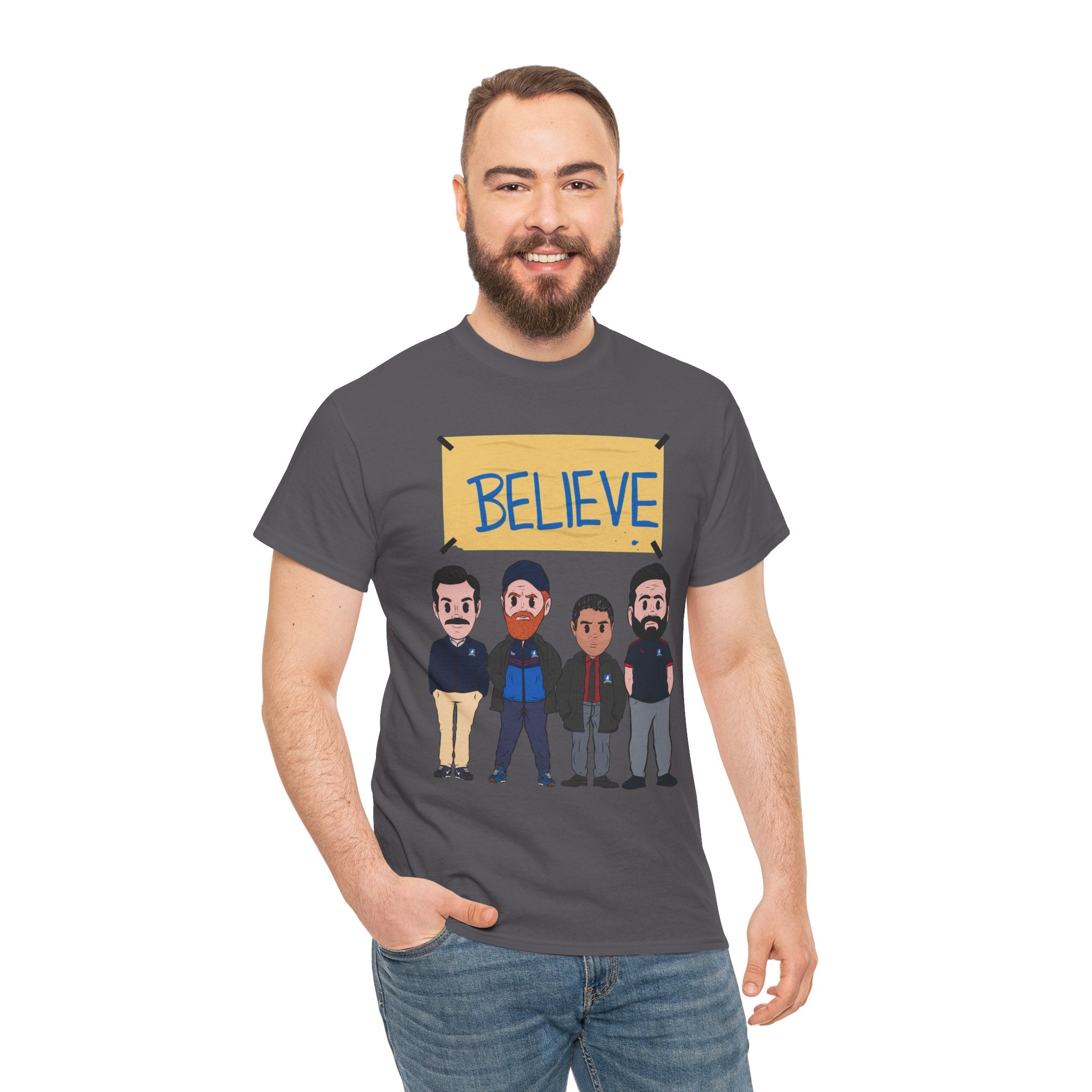 Ted Lasso Inspired Believe Cartoon Band Cotton T-Shirt