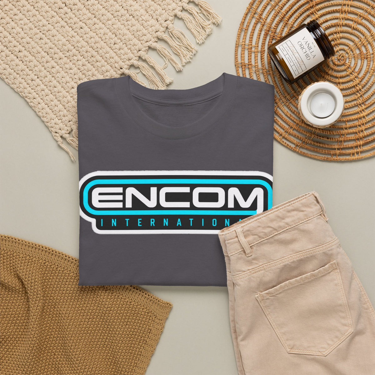 ENCOM International Logo Cotton T-Shirt — Retro Tech Gaming Tee