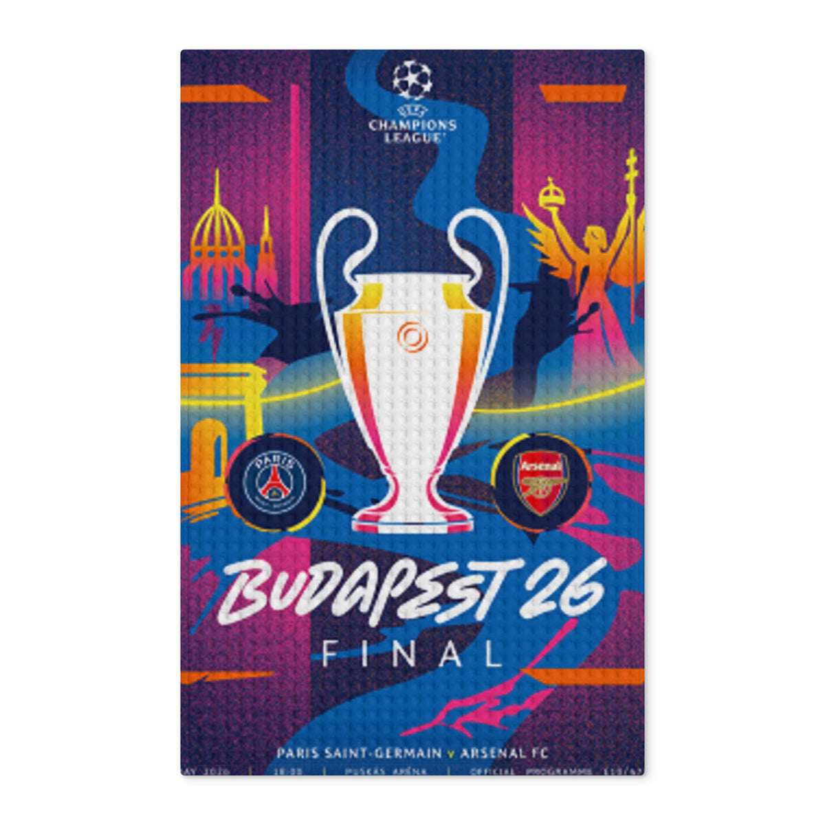 2026 Champions League Final Programme Cover Inspired Waffle Double-Sided Tea Towel
