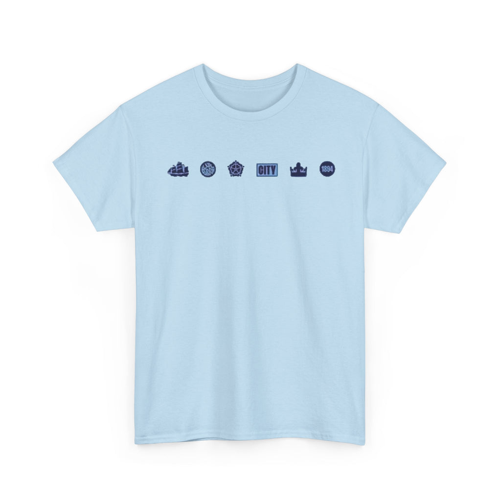 Manchester City Minimal City Icons Tee — Navy Skyline Icons Chest Print
