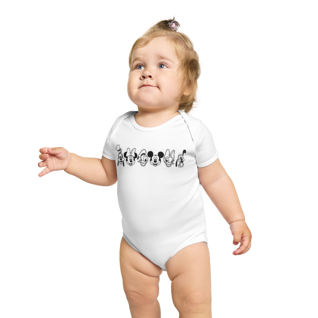 Disney Baby Bodysuit with Playful Character Faces — Cute Newborn Onesie