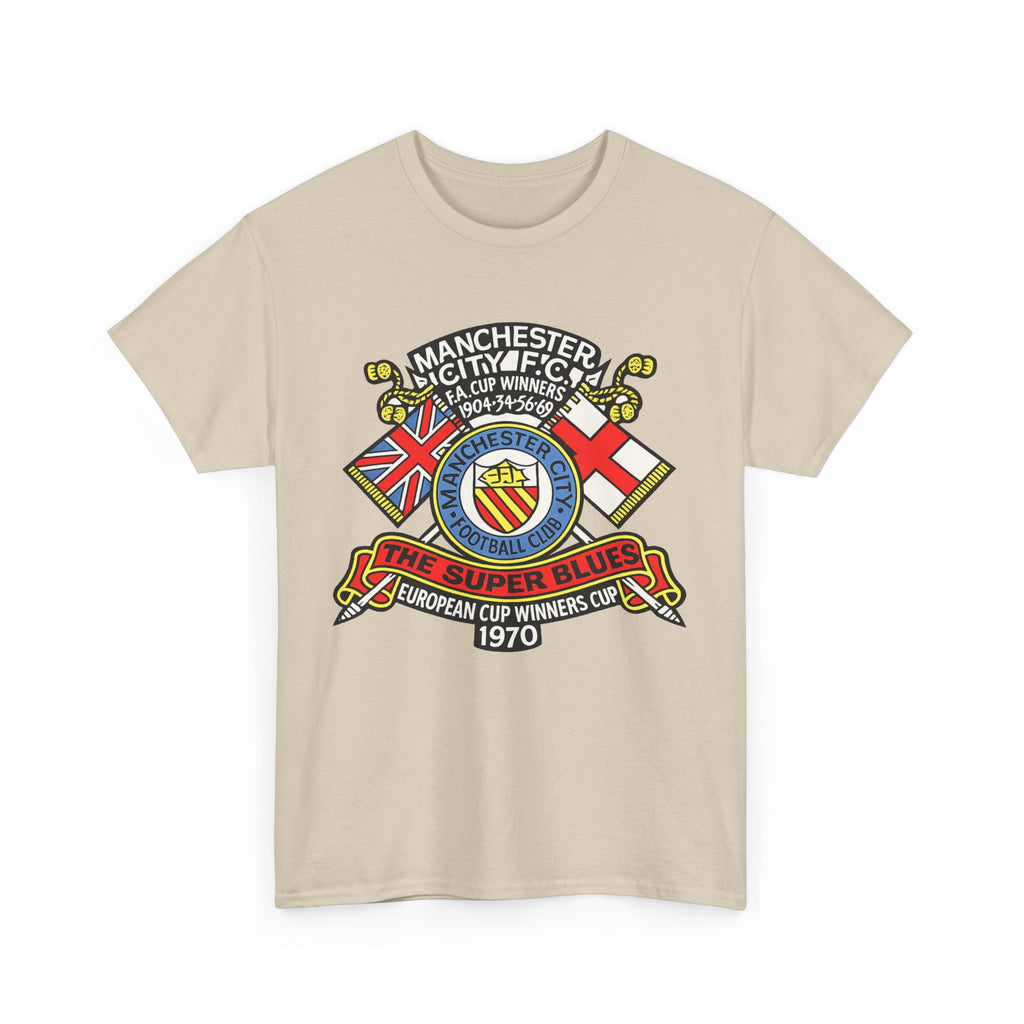 Manchester City Vintage Crest Tee — 'The Super Blues' 1970 European Cup Winners