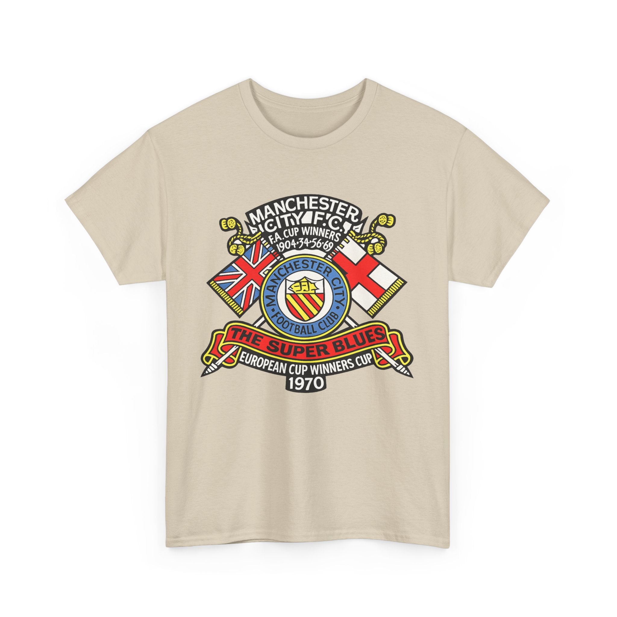 Manchester City Vintage Crest Tee — 'The Super Blues' 1970 European Cup Winners
