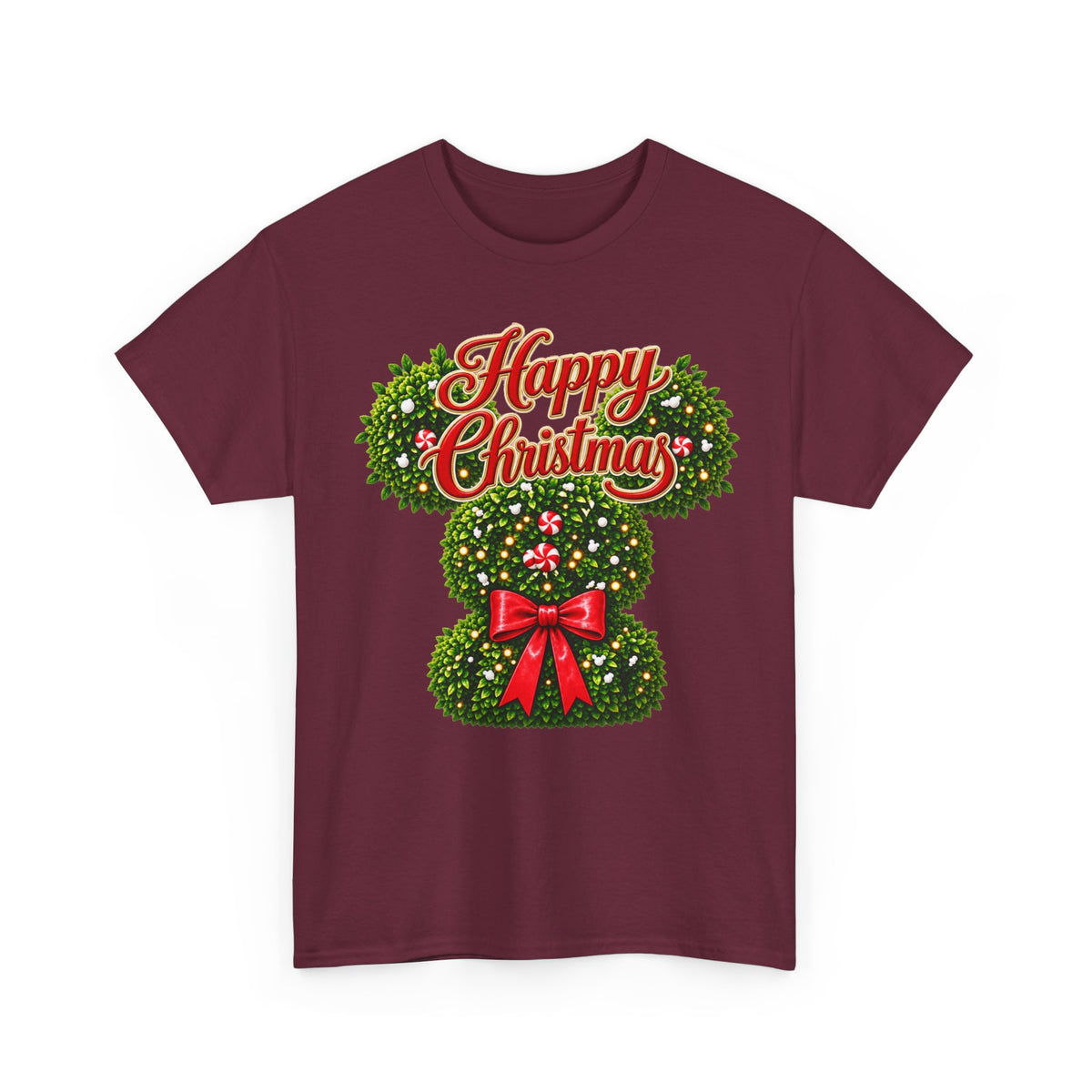 Christmas Wreath Mouse Tee – "Happy Christmas" Holiday Graphic T-Shirt