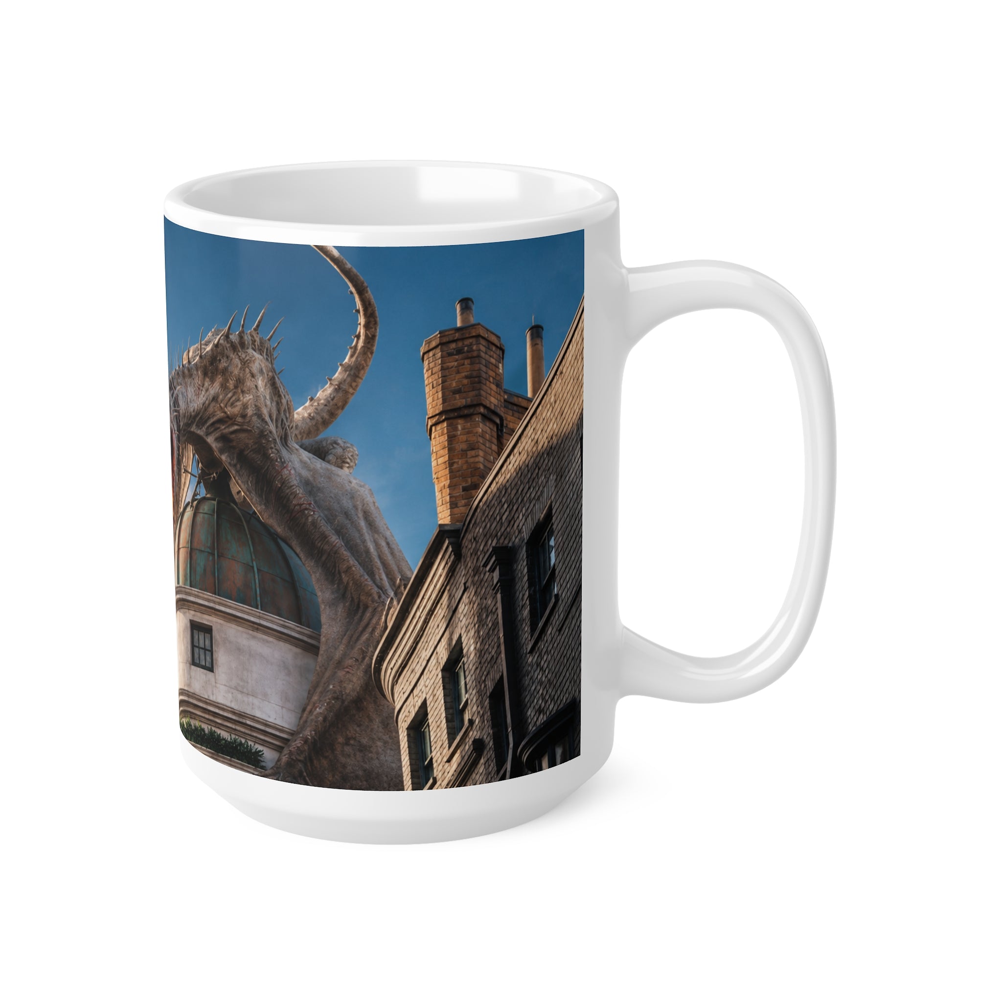 Harry Potter Dragon Fire Ceramic Mug — Fantasy Castle Scene Coffee Cup (11oz/15oz)