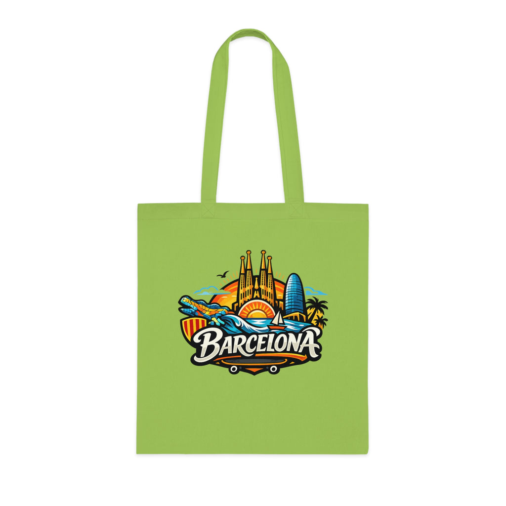 Barcelona Skyline Cotton Tote — Souvenir Travel Beach Bag