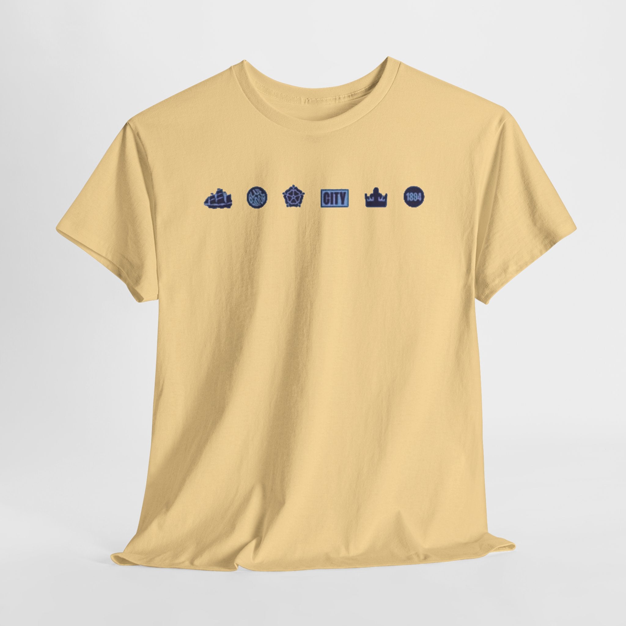 Manchester City Minimal City Icons Tee — Navy Skyline Icons Chest Print