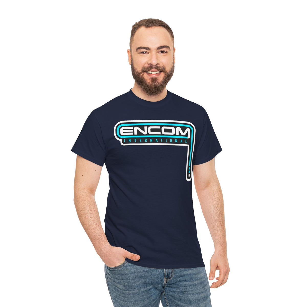 ENCOM International Logo Cotton T-Shirt — Retro Tech Gaming Tee