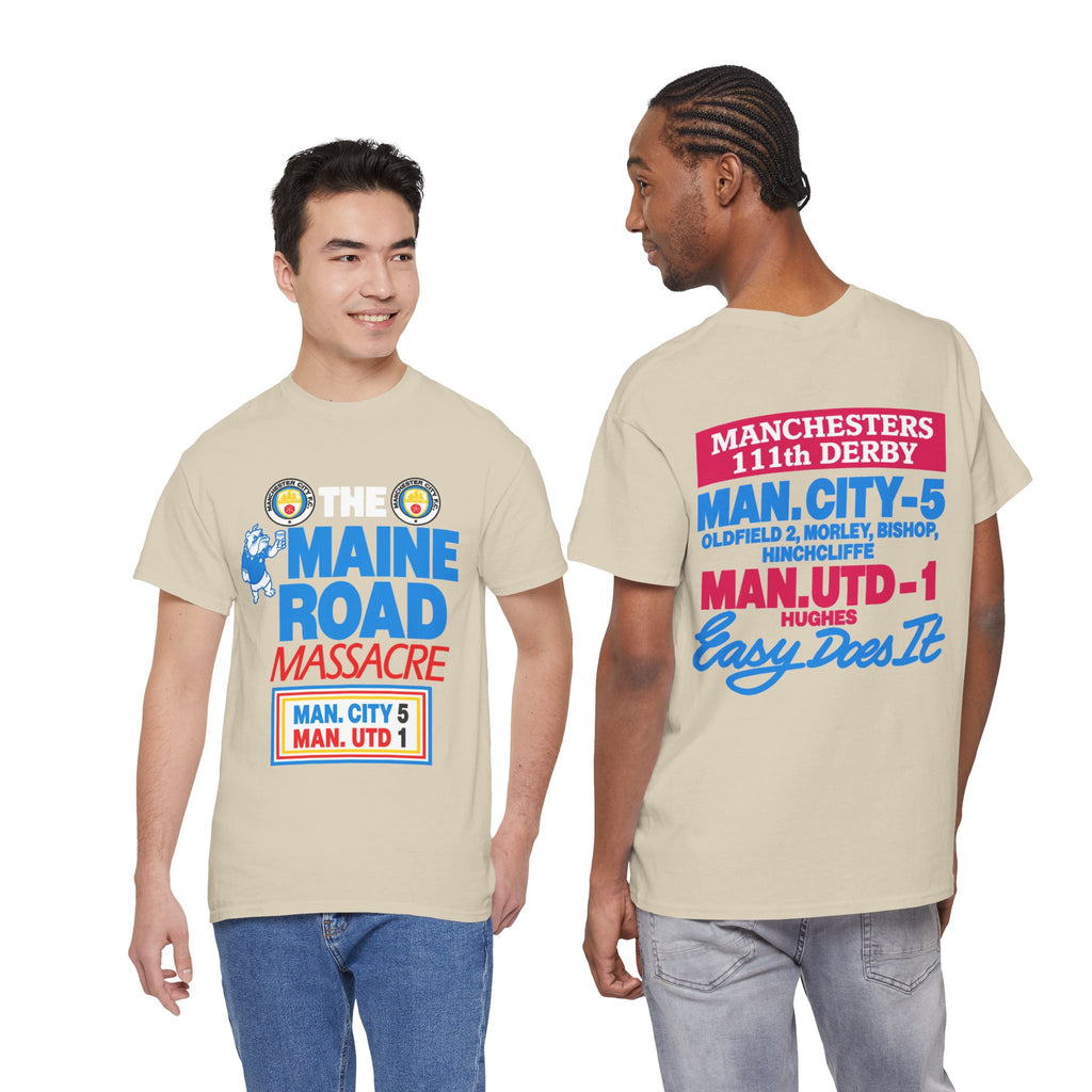 Maine Road Massacre Retro Cotton T-Shirt — Man City 5 vs Man Utd 1 Retro September 1989 Derby T‑Shirt
