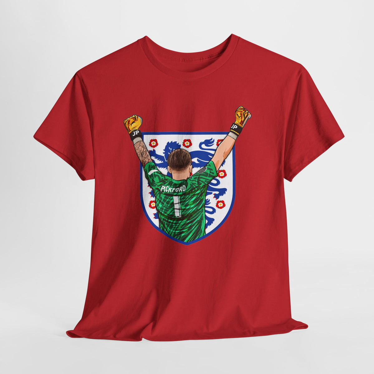Pickford England Number 1 Goalkeeper Graphic Tee — Victory Pose Jersey Design