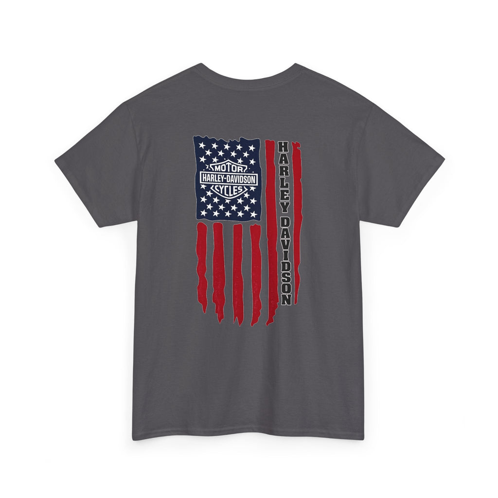 Harley-Style Flag Tee — American Motorcycle Logo T-Shirt