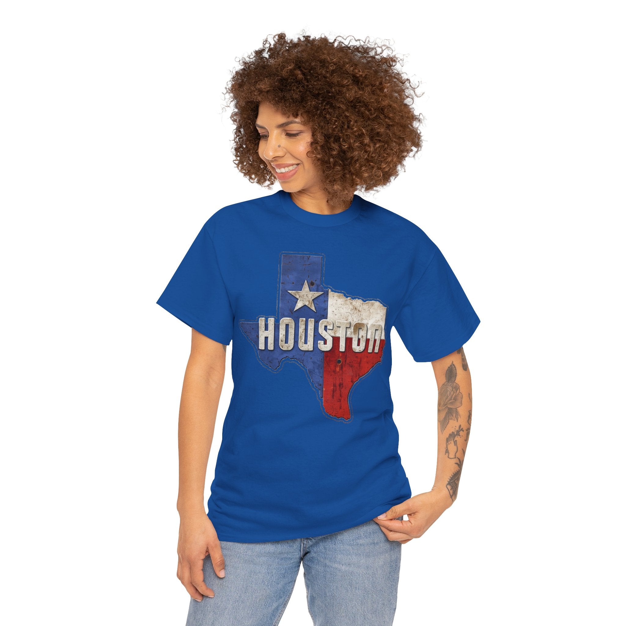 Houston Texas Flag Graphic Tee — Vintage State Outline T-Shirt