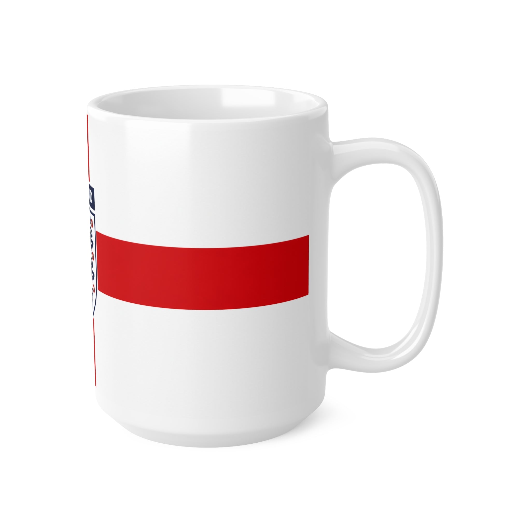 England Flag Coffee Mug — St George Cross Ceramic Tea Cup with Three Lions Crest (11oz & 15oz)