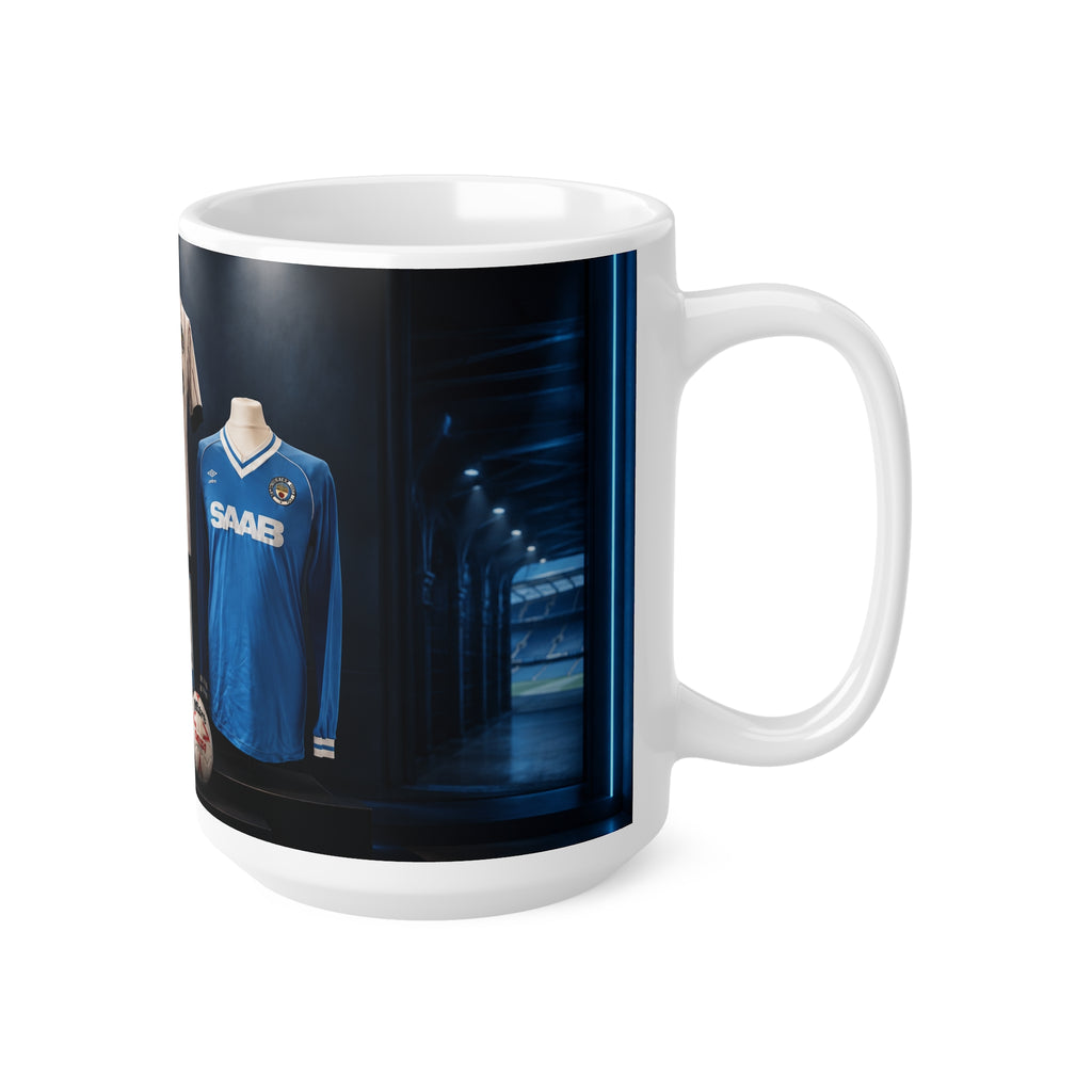 Manchester City Retro Saab Football Jersey Ceramic Mug — Vintage Soccer Memorabilia Coffee Cup (11oz/15oz)