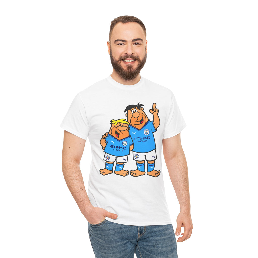 Manchester City The Flintstones Etihad Airways Cartoon Cotton T-Shirt