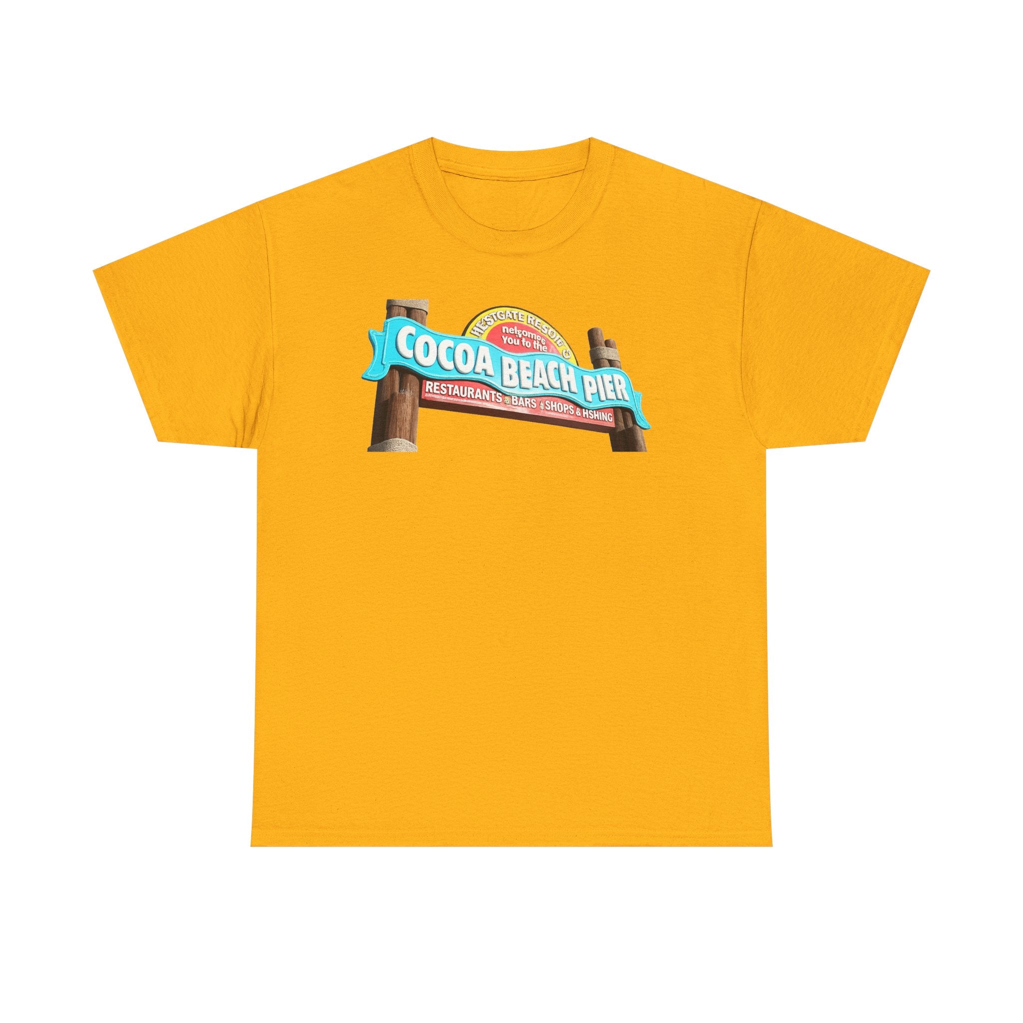 Cocoa Beach Pier T‑Shirt — Retro Beach Sign Vacation Tee