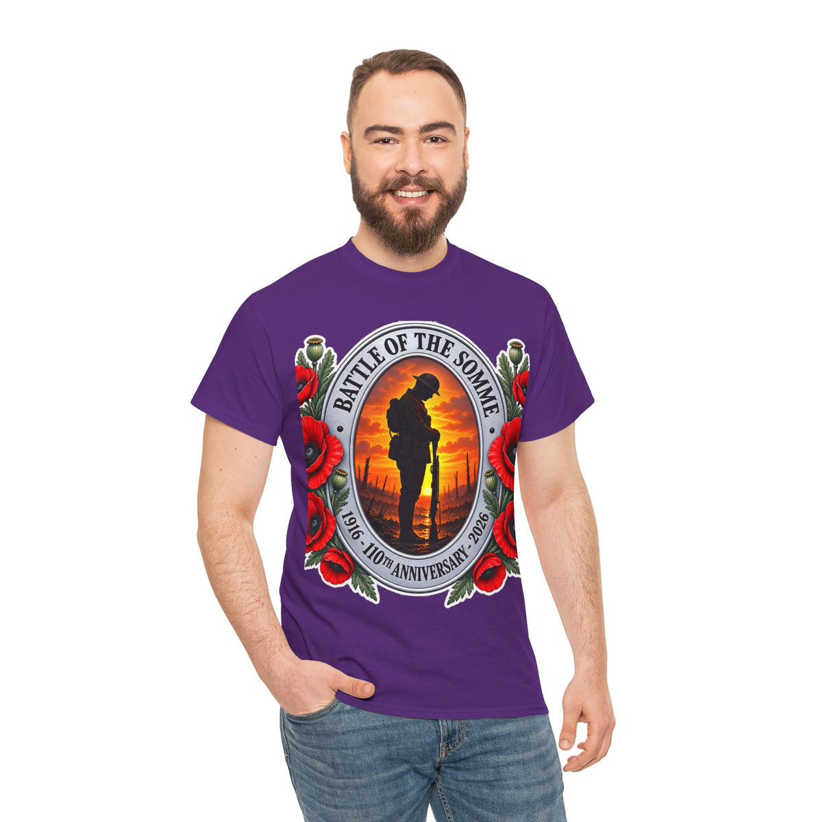 Battle of the Somme Memorial Cotton T-Shirt — 100th Anniversary Poppy Tribute