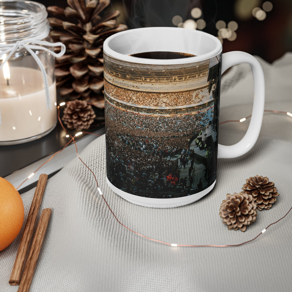Oasis At Maine Road Concert Crowd Photo Mug — Live Stadium Panorama Ceramic Coffee Cup (11oz & 15oz)