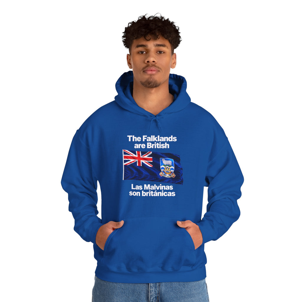 Falklands Are British Hoodie – Bilingual 'Las Malvinas son británicas' Flag Pullover