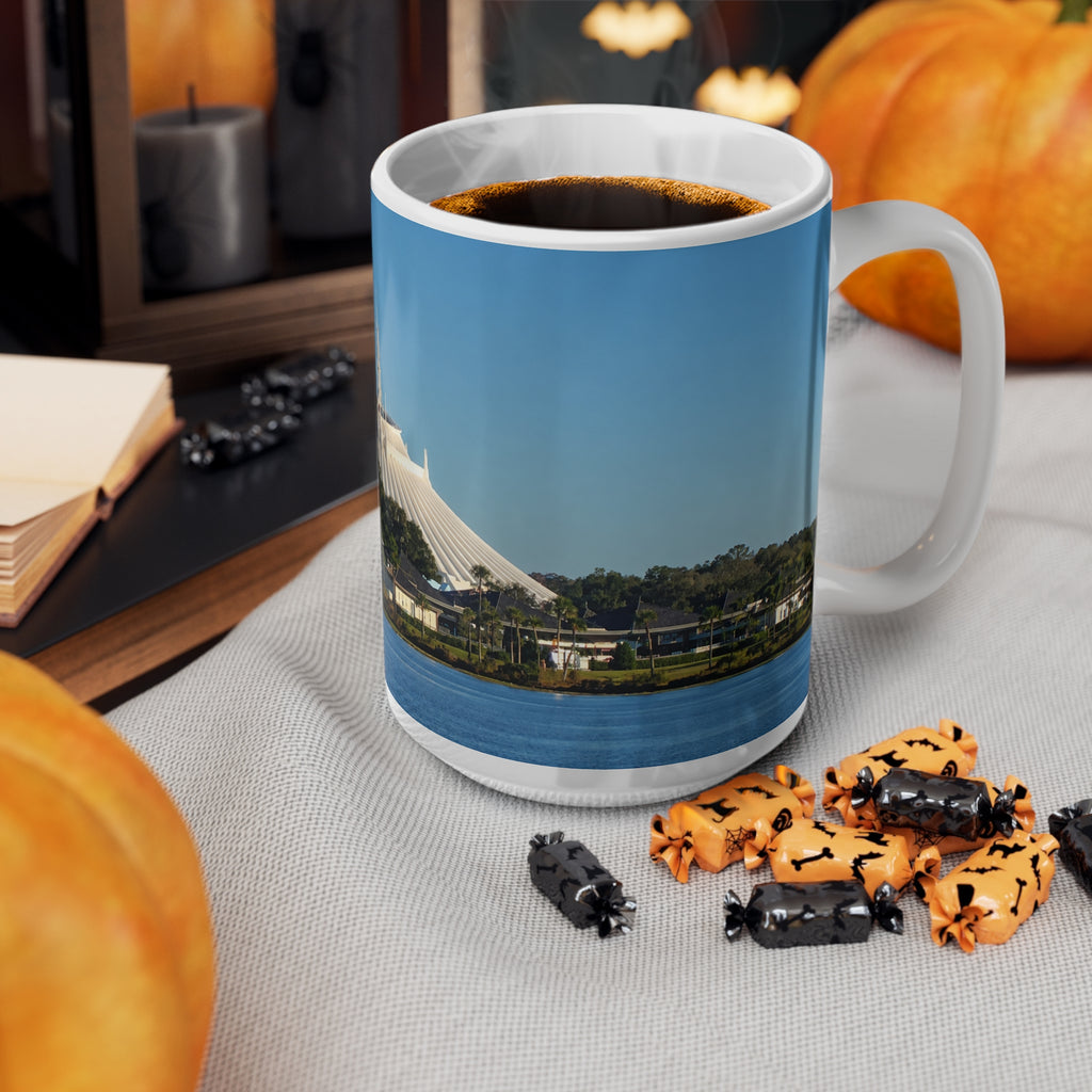Space Mountain Skyline Mug — Scenic Theme Park Ceramic Coffee Cup (11oz & 15oz)