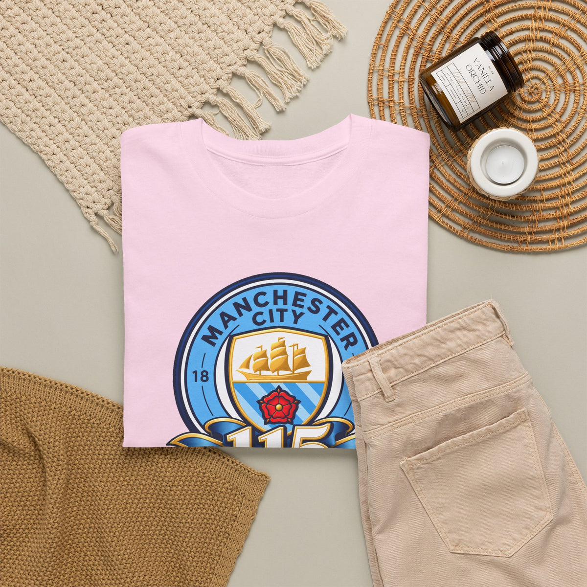 Manchester City 115th Crest Inspired Cotton T-Shirt