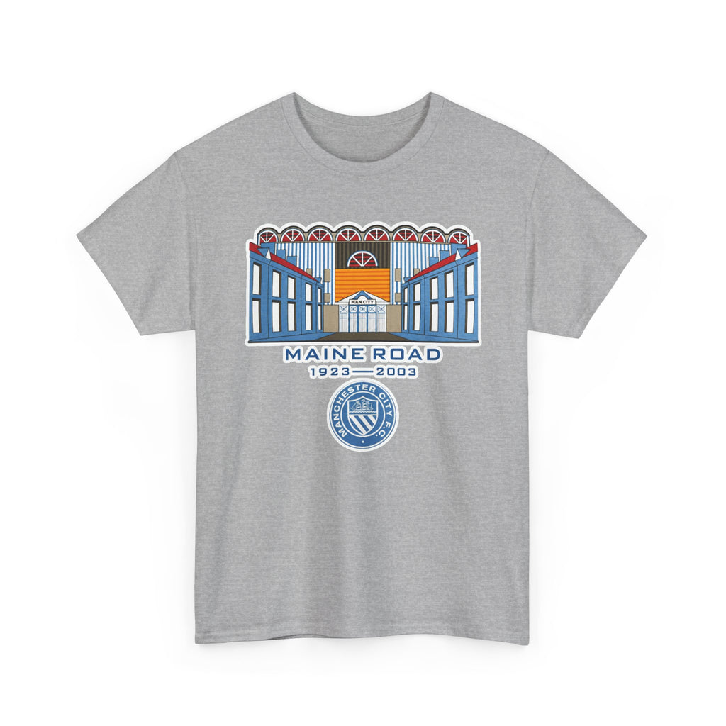 Maine Road 1923–2003 Cotton T-Shirt — Vintage Stadium Illustration Tee