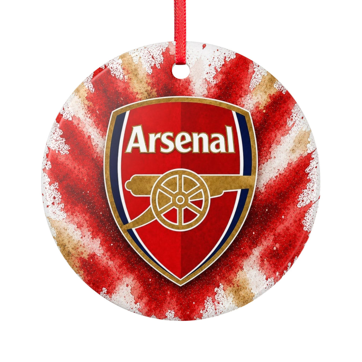 Arsenal Ceramic Ornament – Red Tie-Dye Two-Sided Football Crest Holiday Decoration