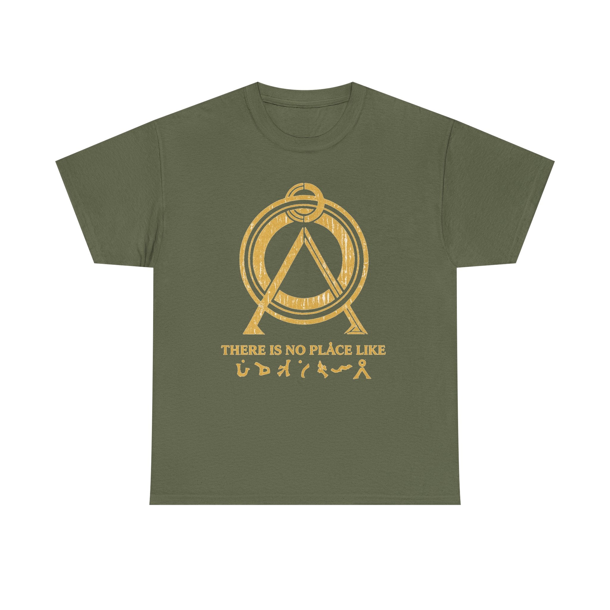 There Is No Place Like Home Graphic Tee — Vintage Gold Sigil T‑Shirt
