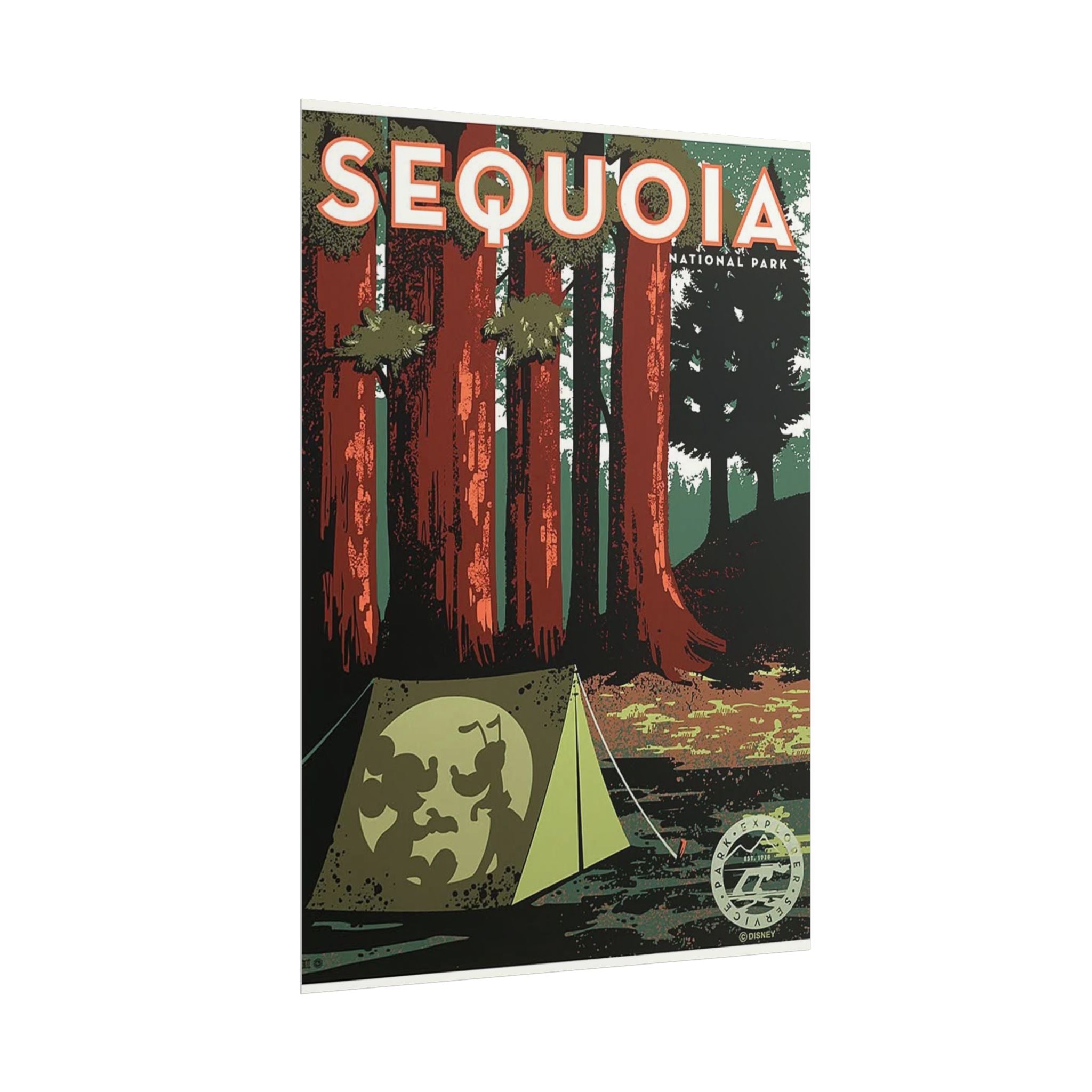 Sequoia National Park Vintage Camping Poster — Rolled Art Print