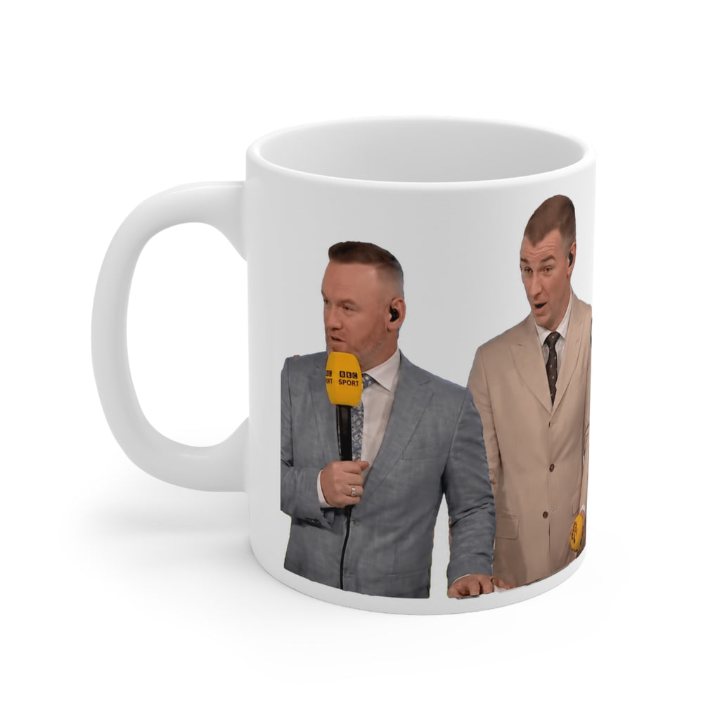 Wayne Rooney and Joe Hart World Cup Halftime Show Comment Ceramic Mug — Funny Sports Commentators Quote (11oz & 15oz)